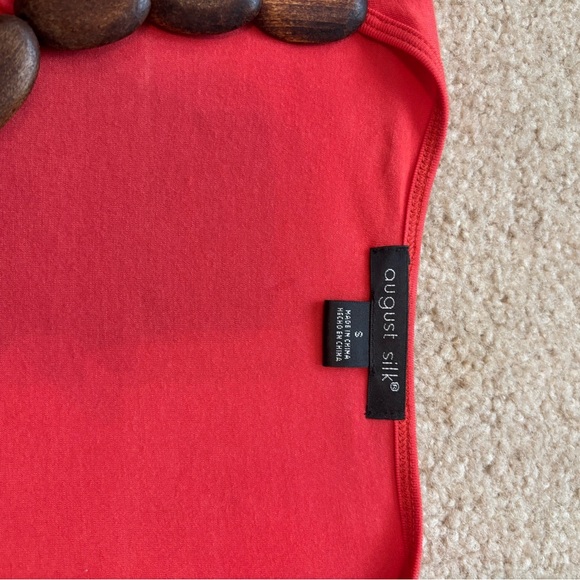 August Silk Red Top with Wooden Beads - Picture 2 of 3